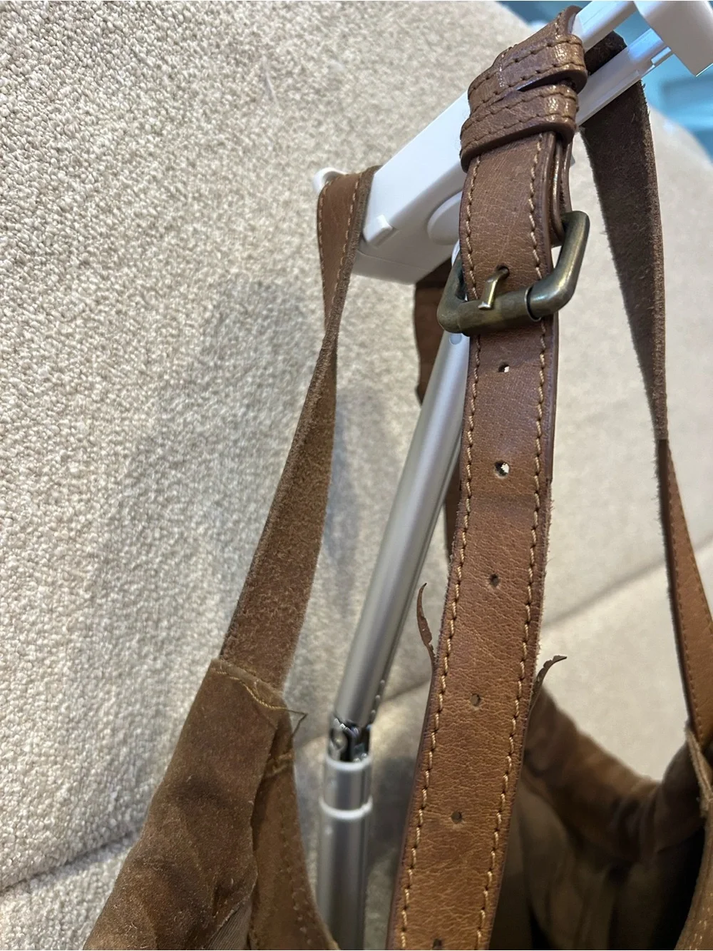 BDG Brown Suede Hobo Bag with Tassel Zips